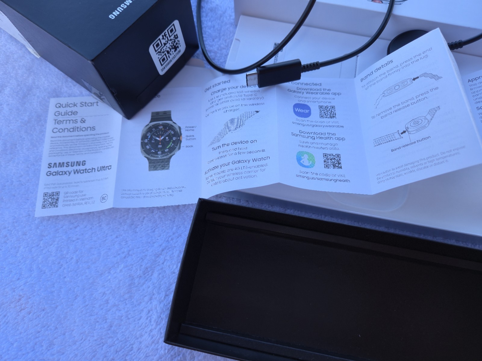 SAMSUNG Galaxy Watch Ultra 2SGD LTE AI GPS Smartwatch 2024 Titanium White Used