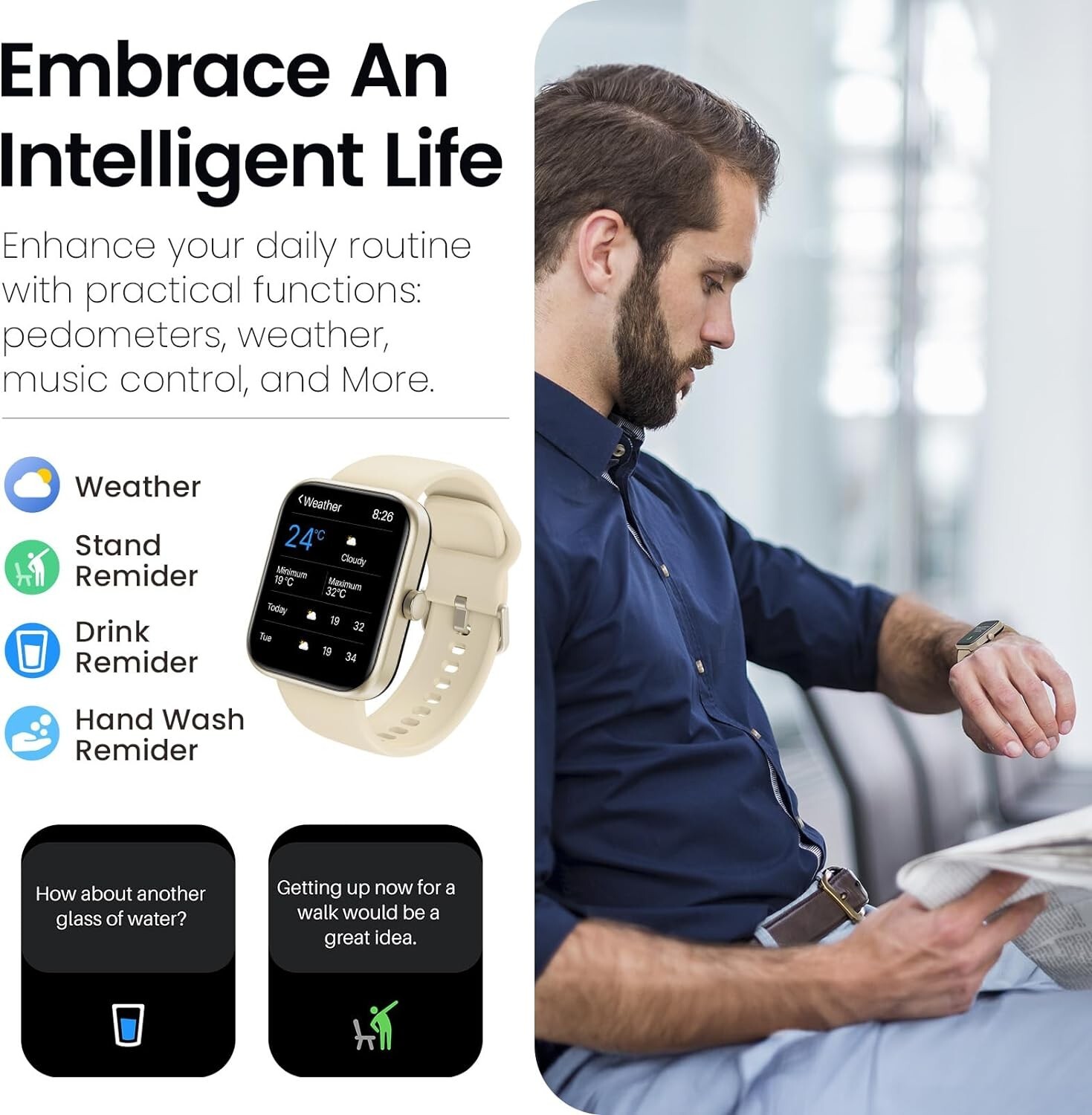 Reloj inteligente con monitor de frecuencia cardíaca y oxígeno en sangre US NEW