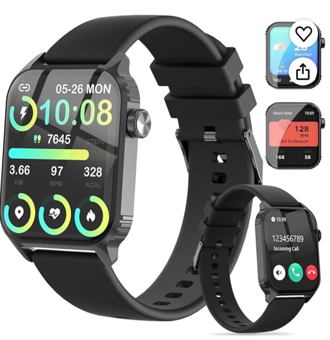 Smart Watch for Men Alexa Bluetooth Call 120 with 1.83 H Sports Modes IP67 Black