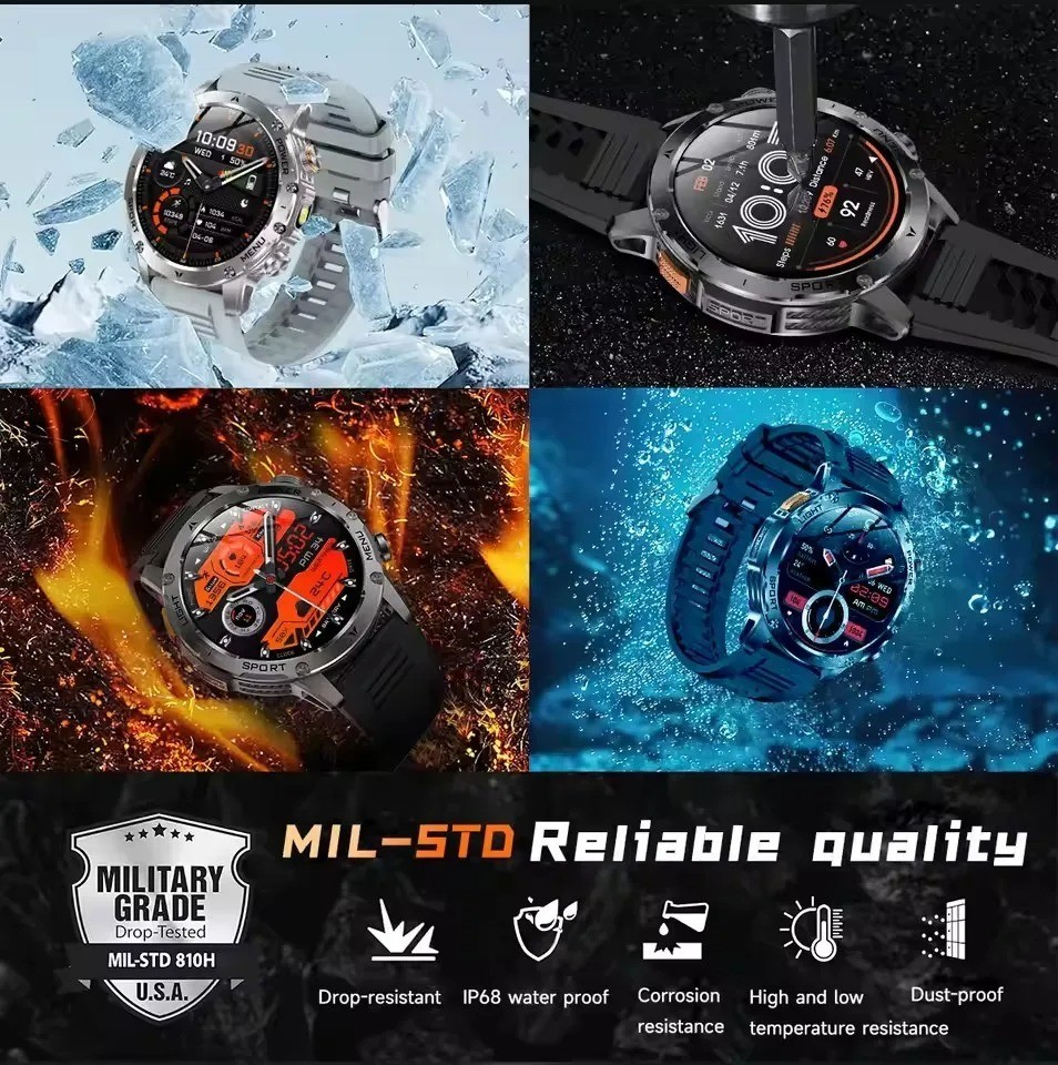 T-Rex 3 Military Grade 1000mAh Battery Smart Watch IP68 Waterproof GPS Bluetooth