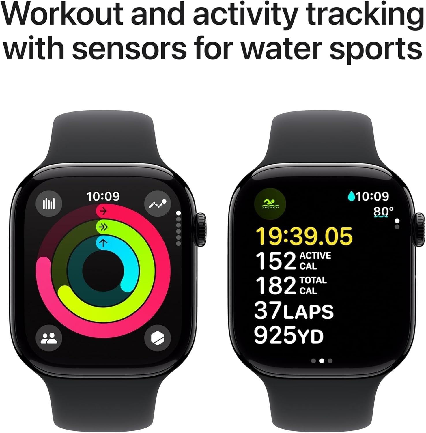 Apple Watch Series 10 GPS 46mm Aluminum Case Black Sport Band M/L Black MWWQ3LWA