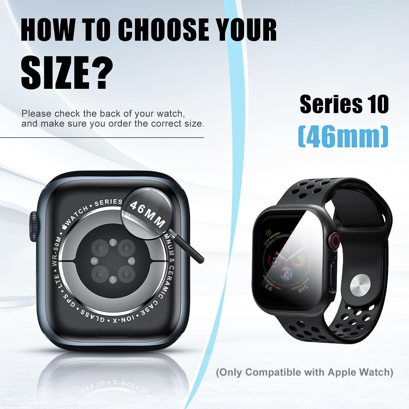 2 Pack Black Privacy Case with Tempered Glass for Apple Watch Series 10 46mm