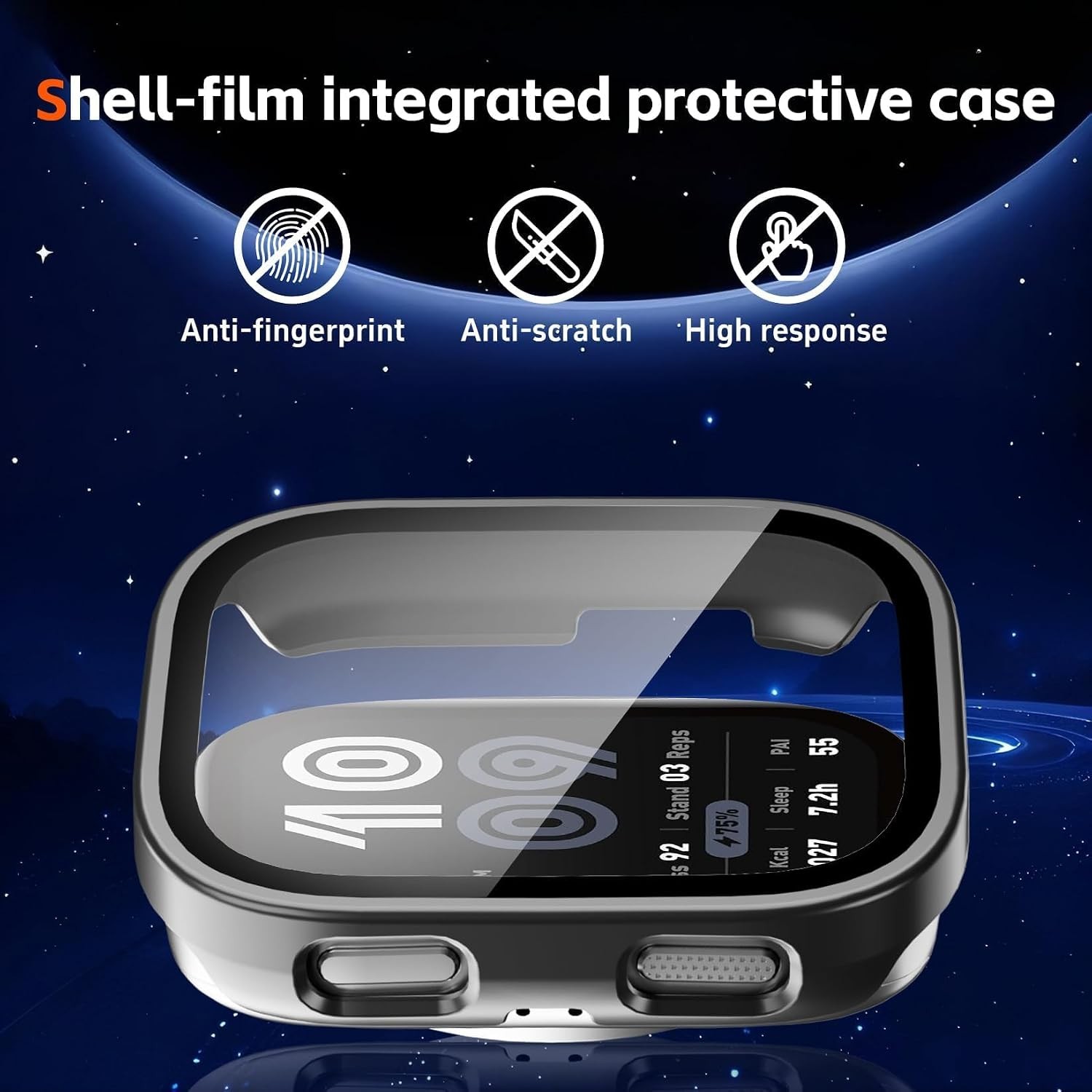 3 Pack Case for Amazfit Bip 6 Smartwatch with Built-in Tempered Glass Protector