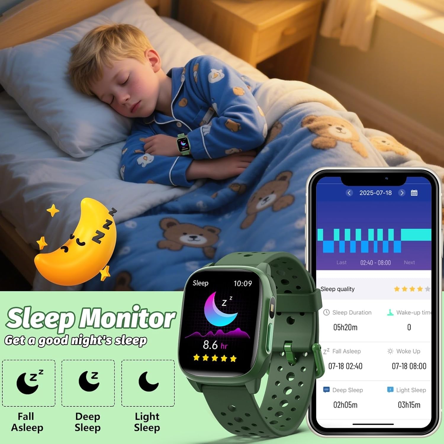 Kids Watch with 140 Sports Modes, 1.5″ Kids Fitness Tracker, Smart Watch kids, N
