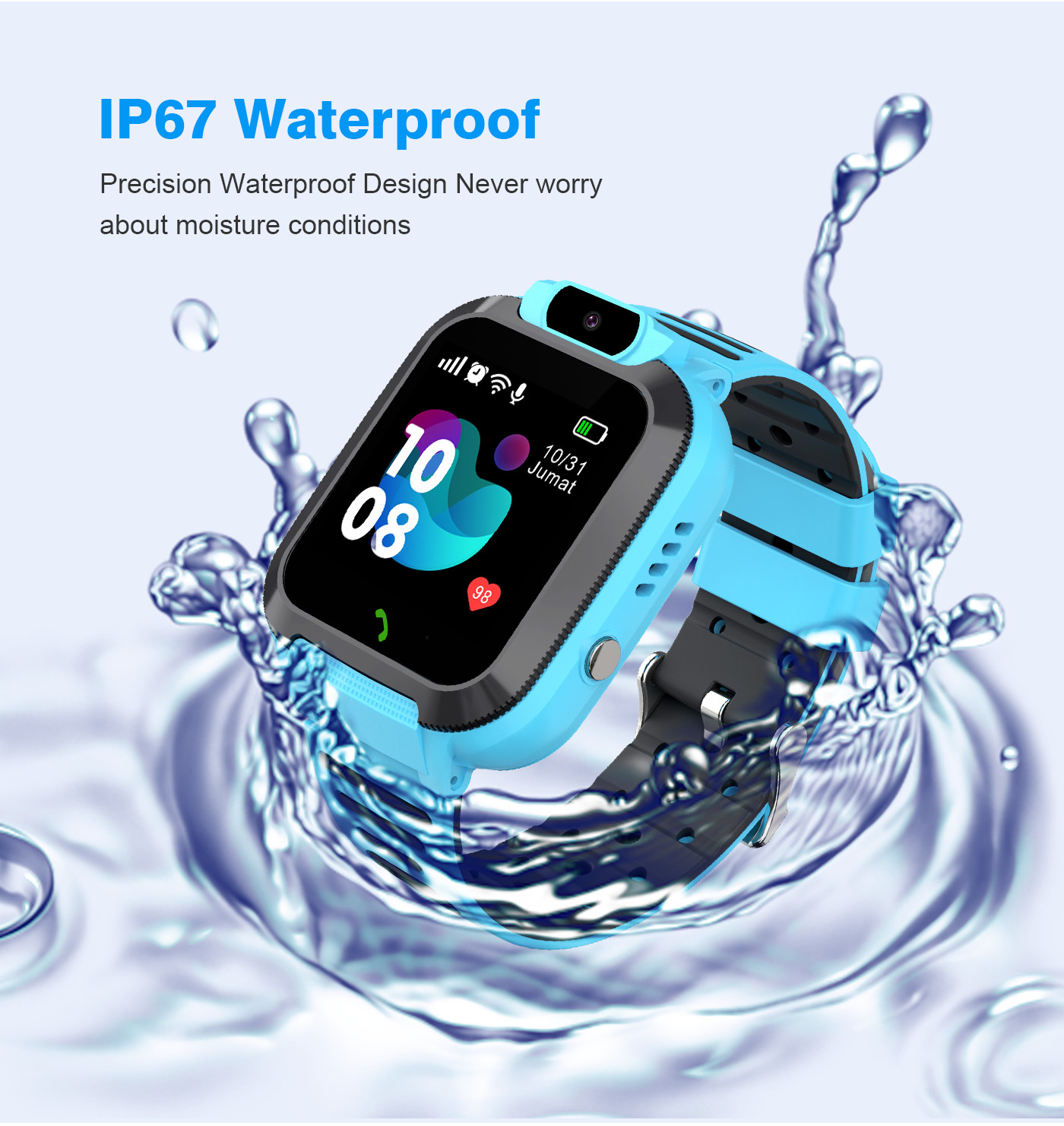 KIDS Smart Watch with SOS Button IP67 Waterproof TFT Display Magnetic Charging