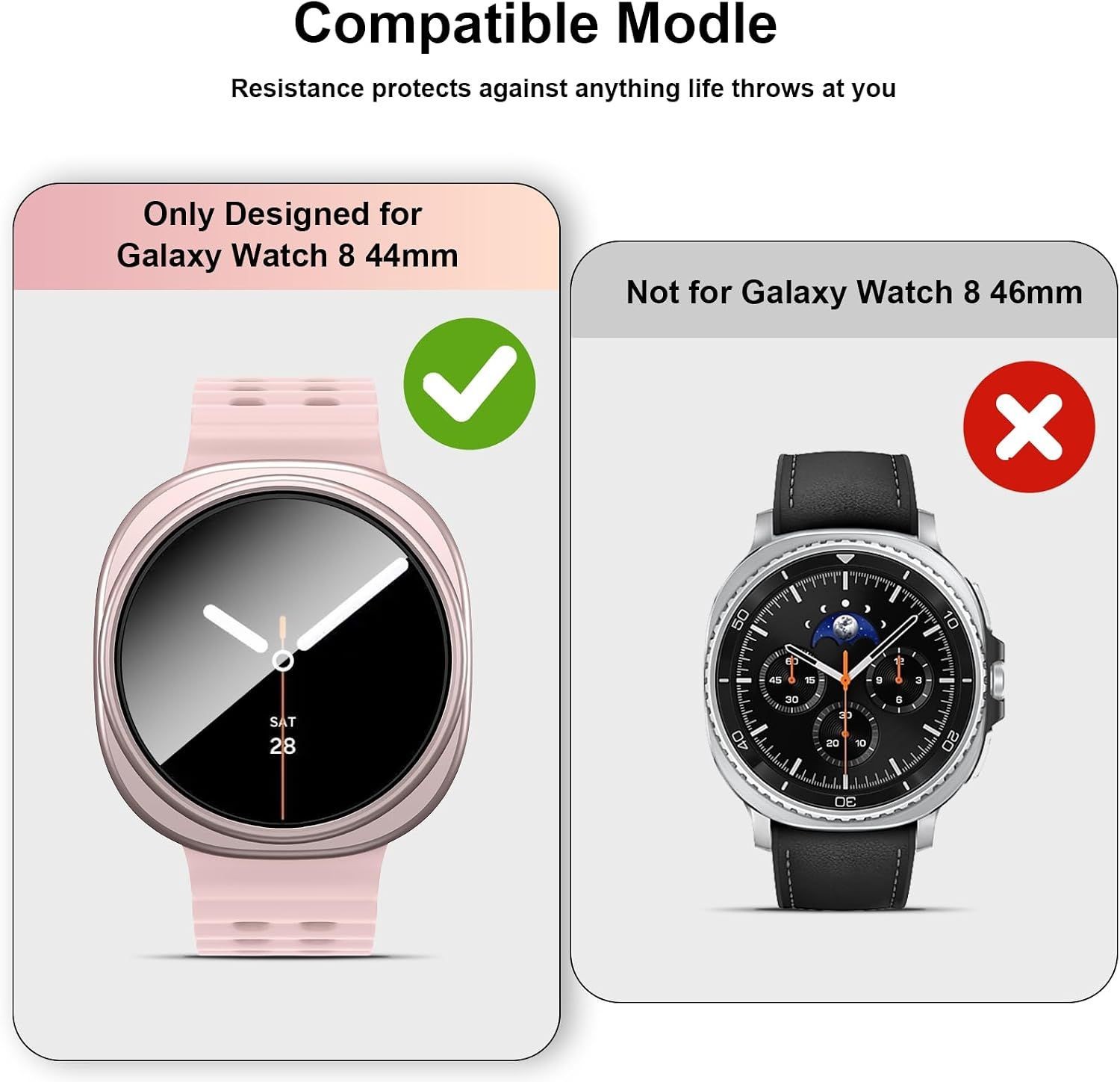 5+5 Pack Protective Bumper Case for Galaxy Watch 8 44mm with Anti-Fog Glass Film