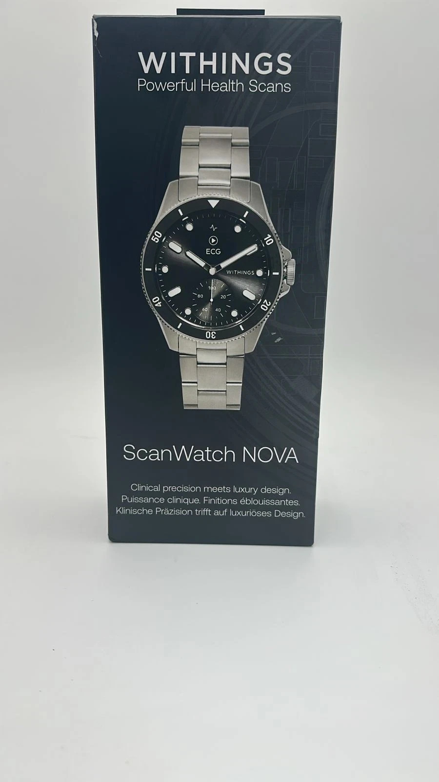 Withings ScanWatch Nova 42mm Black Dial & Stainless Steel Bracelet NIB