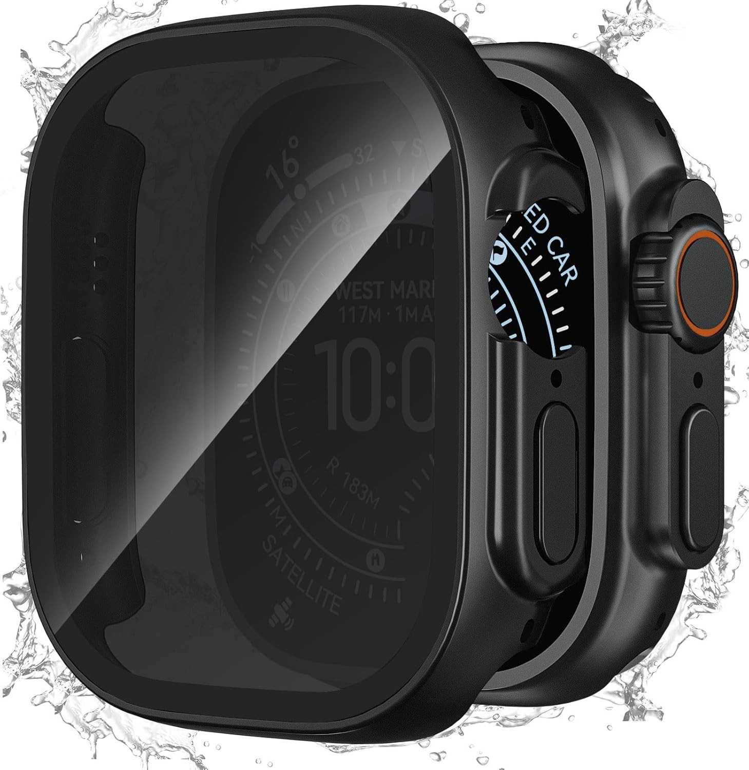 Waterproof Privacy Case for Apple Watch Ultra 49mm with Anti-peep Screen Protect