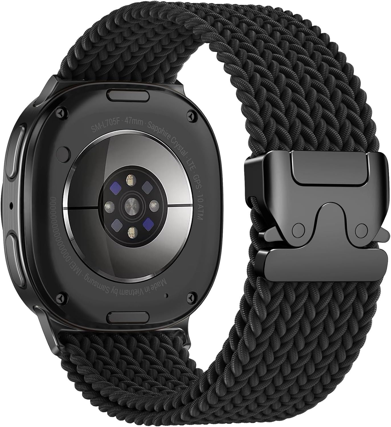 Black Braided Solo Loop Strap for Samsung Galaxy Watch 8 40mm 44mm Classic