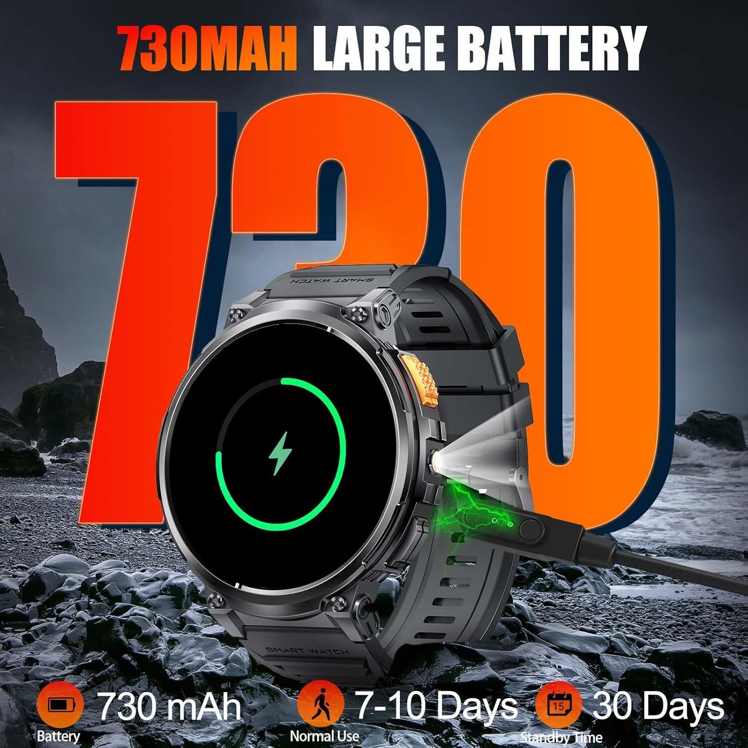 Military Smart Watch For Men (Call Receive/Dial) Rugged Tactical Fitness Tracker