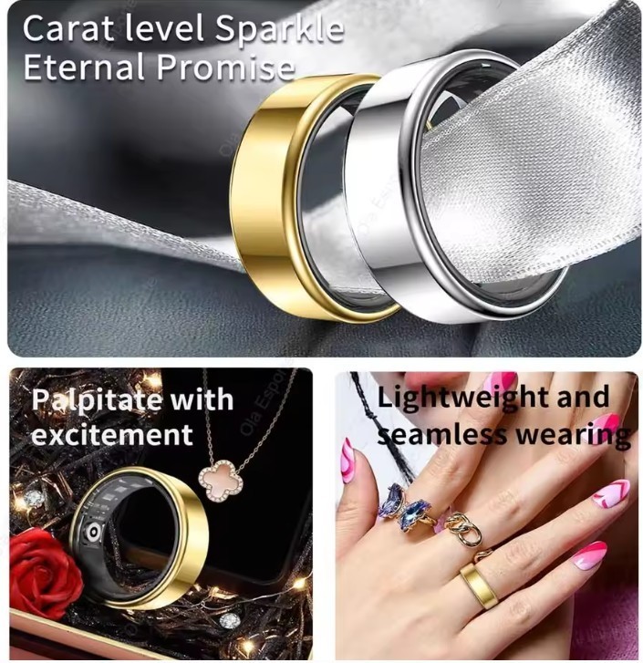 Smart Ring Men Women, Heart Rate and Blood Oxygen Monitor Smartring IP68 & 5ATM