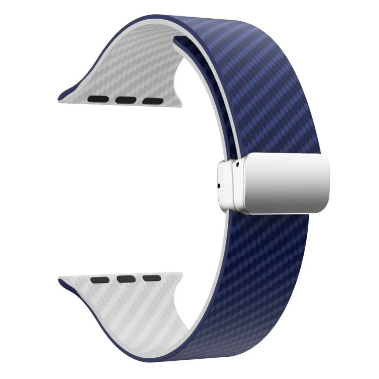 Carbon Fiber Magnetic Silver Buckle Watch Band, For Apple Watch SE 40mm, For App