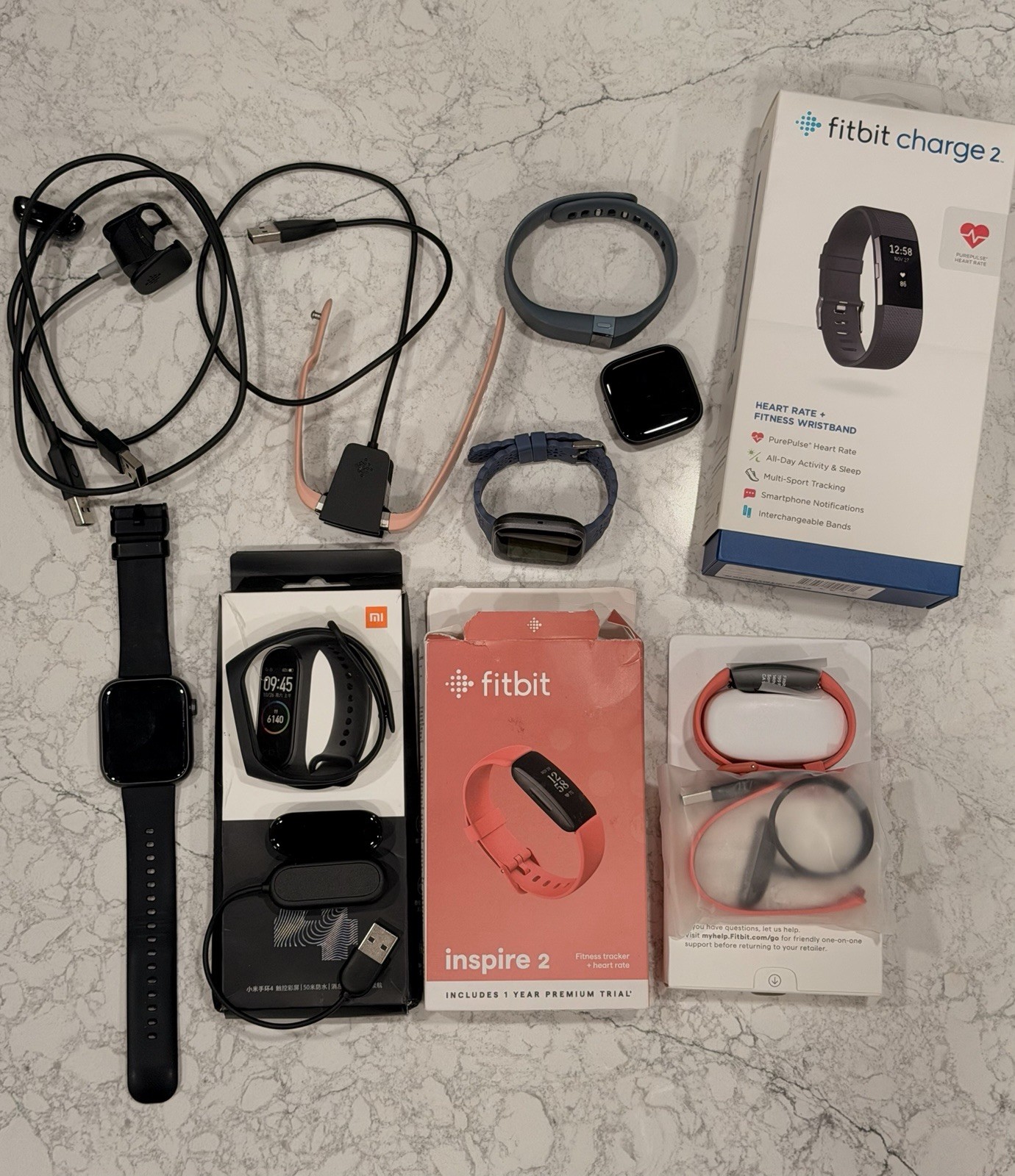 Fitbit Smartwatch Mixed Lot Mixed Working AS-IS Inspire 2 Xiaomi Mi Band 4