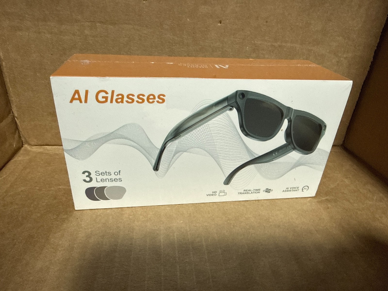 AI Smart Glasses 3 Lens Sets HD Video Real-Time Translation Voice Assistant New