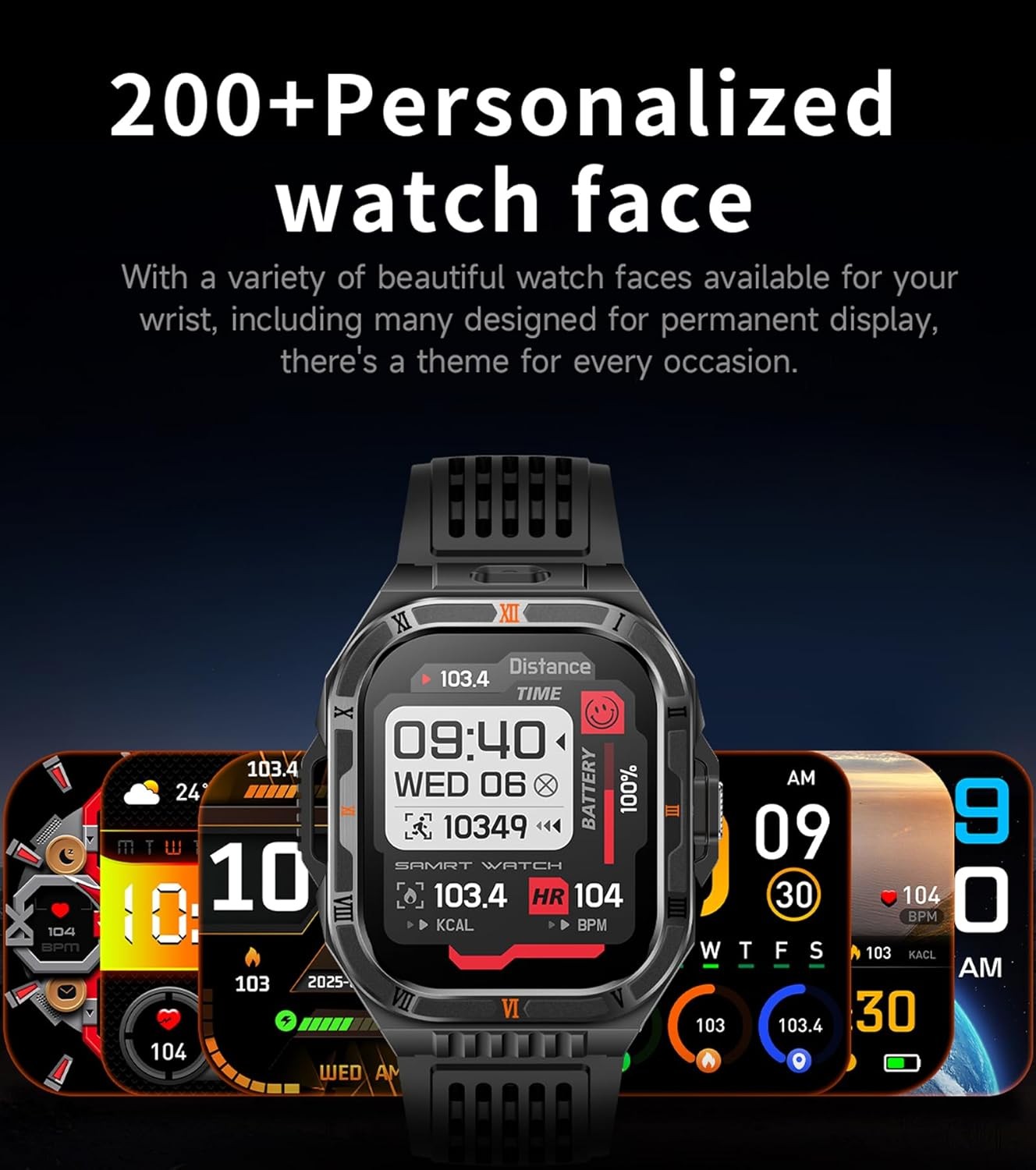 Military Smart Watch For Men Outdoor Compass Flashlight Sport Fitness Smartwatch