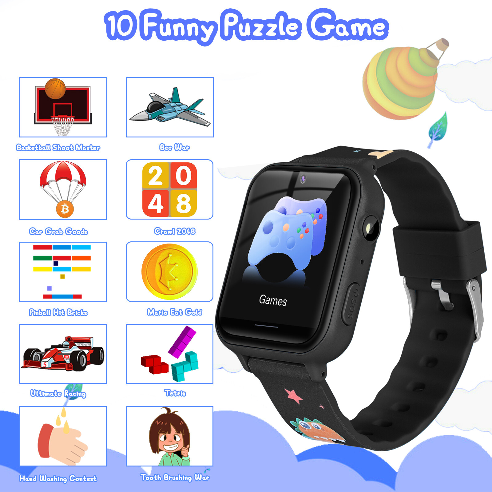 Waterproof Kids Smart Watch Anti-lost Safe GPS Tracker SOS Alarm Camera Call