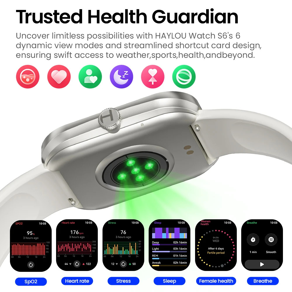 HAYLOU Watch S6 Smart Watch Bluetooth Calling IP68 Waterproof Men Women