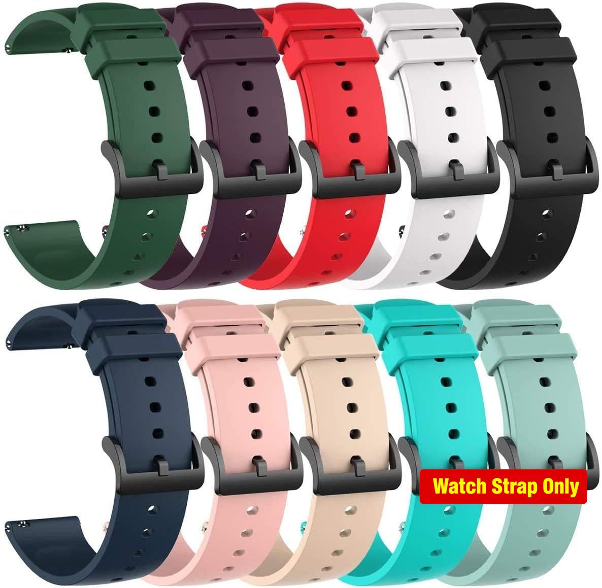 22mm Silicone Strap Compatible with Amazfit Bip 6 Smart Watch