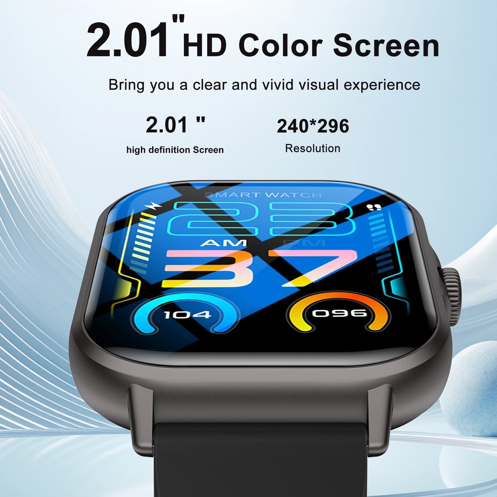 2.01” Smartwatch HD Display Bluetooth Call Fitness Tracker Smart Watch Gym Gift