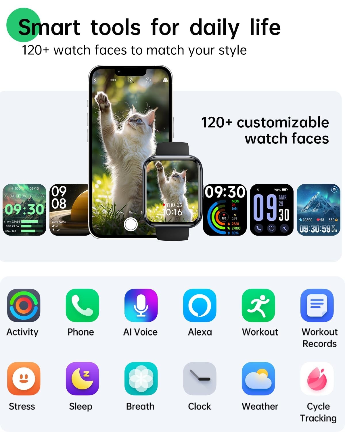 1.83″ HD Smart Watch for Android & iPhone, Fitness Tracker, Heart Rate Monitor,