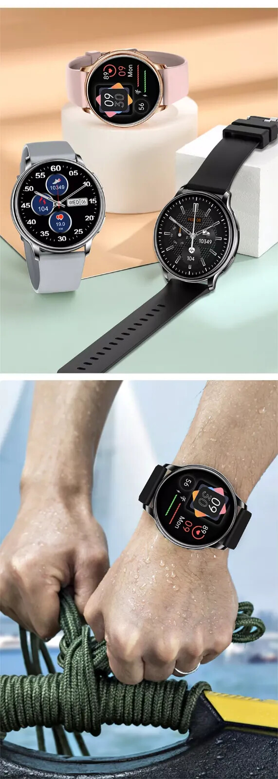 Premium Fashion Smart Watch For Women Fitness Tracker Heart Rate Oxygen GPS Temp