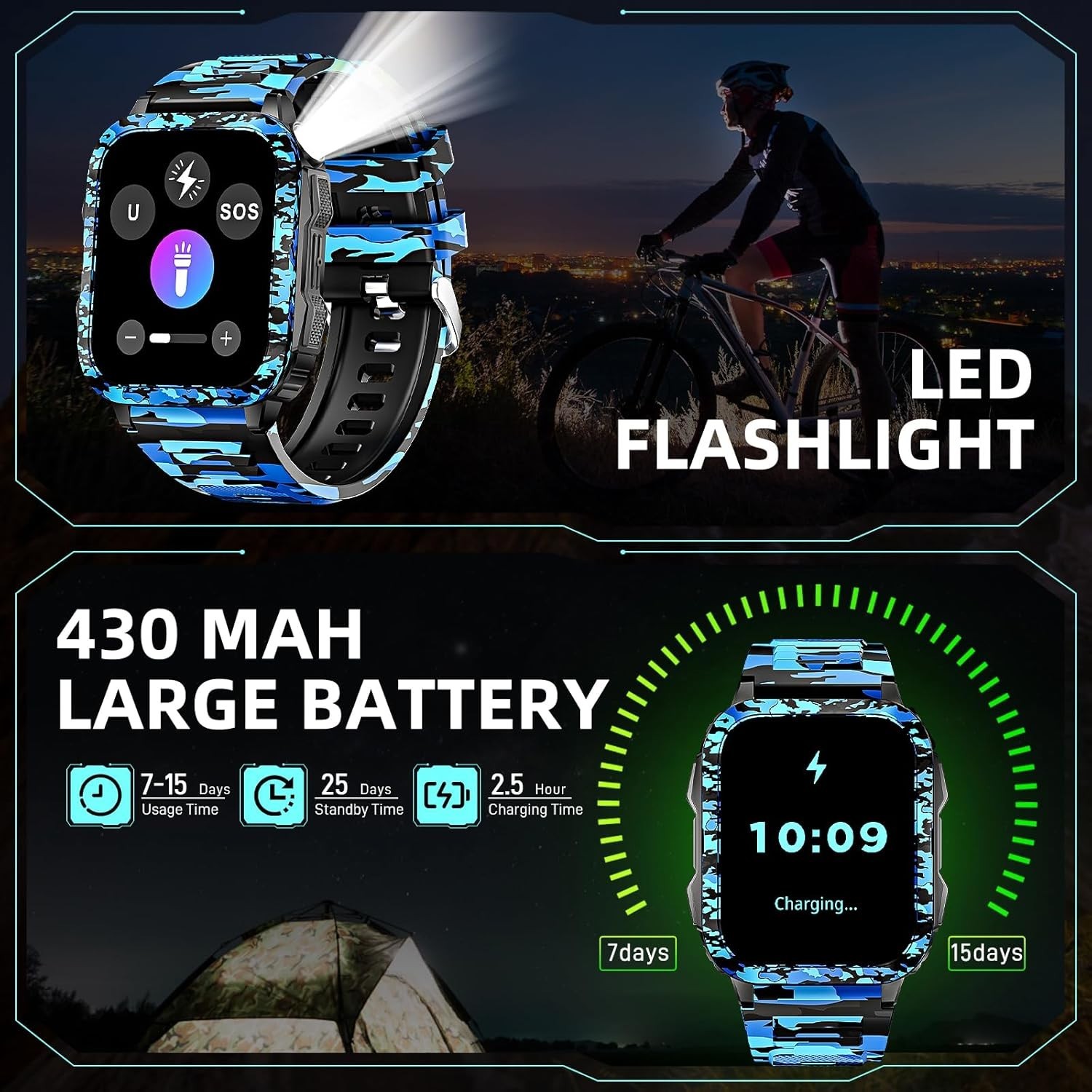 Military Smart Watch for Men (Call Receive/Dial) Rugged Tactical Fitness Tracker