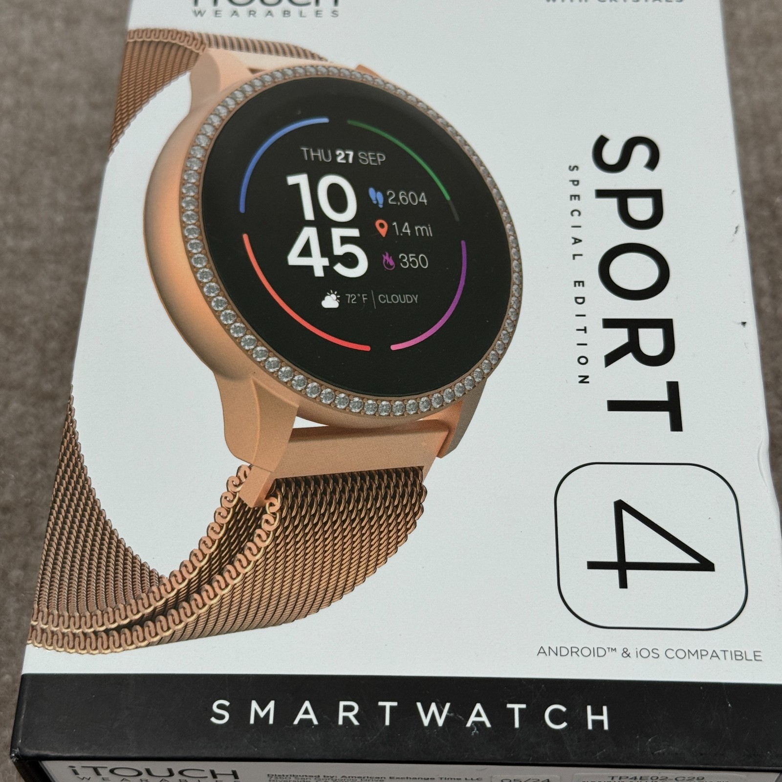 iTouch Sport 4 Unisex Multi-Function Rose Gold Smartwatch TP4E02-C29 Workout New