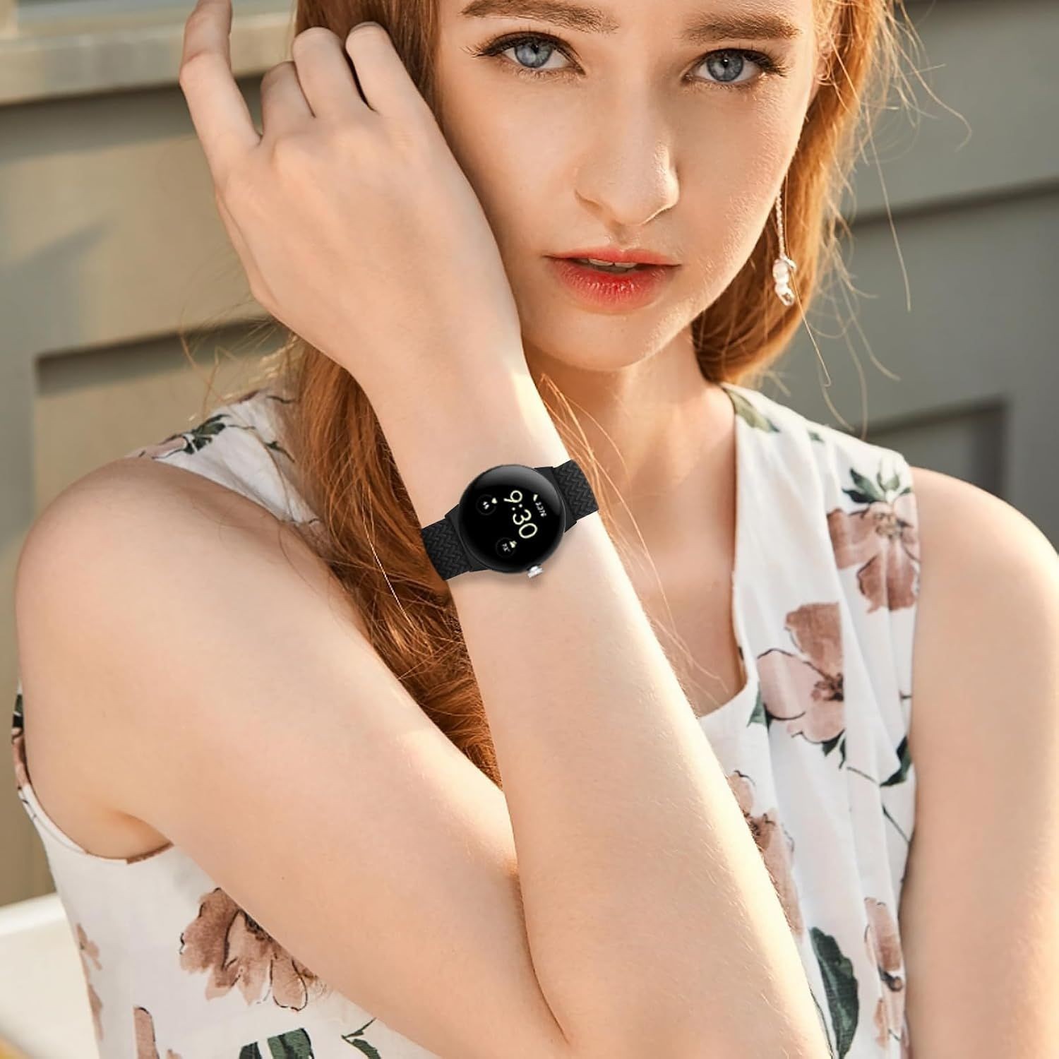 Adjustable Braided Magnetic Band for Google Pixel Watch 41mm 45mm, Black Nylon