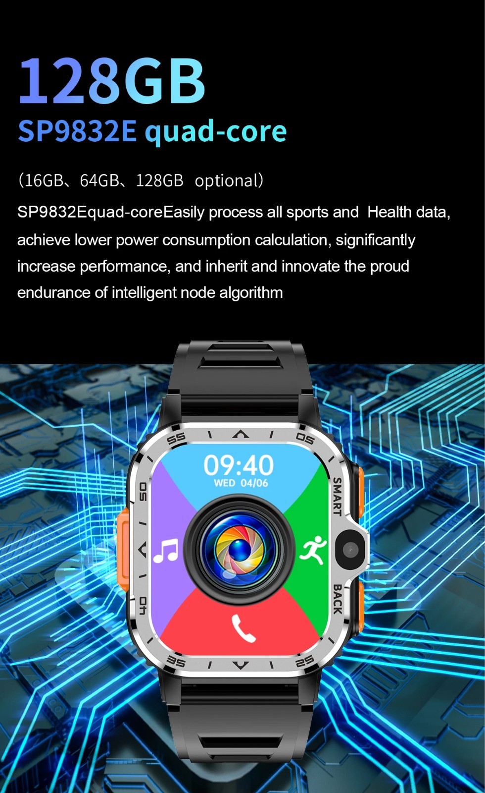 Valdus PGD Android Smartwatch 4G GPS Dual Camera 16/64GB ROM SIM NFC WiFi Watch