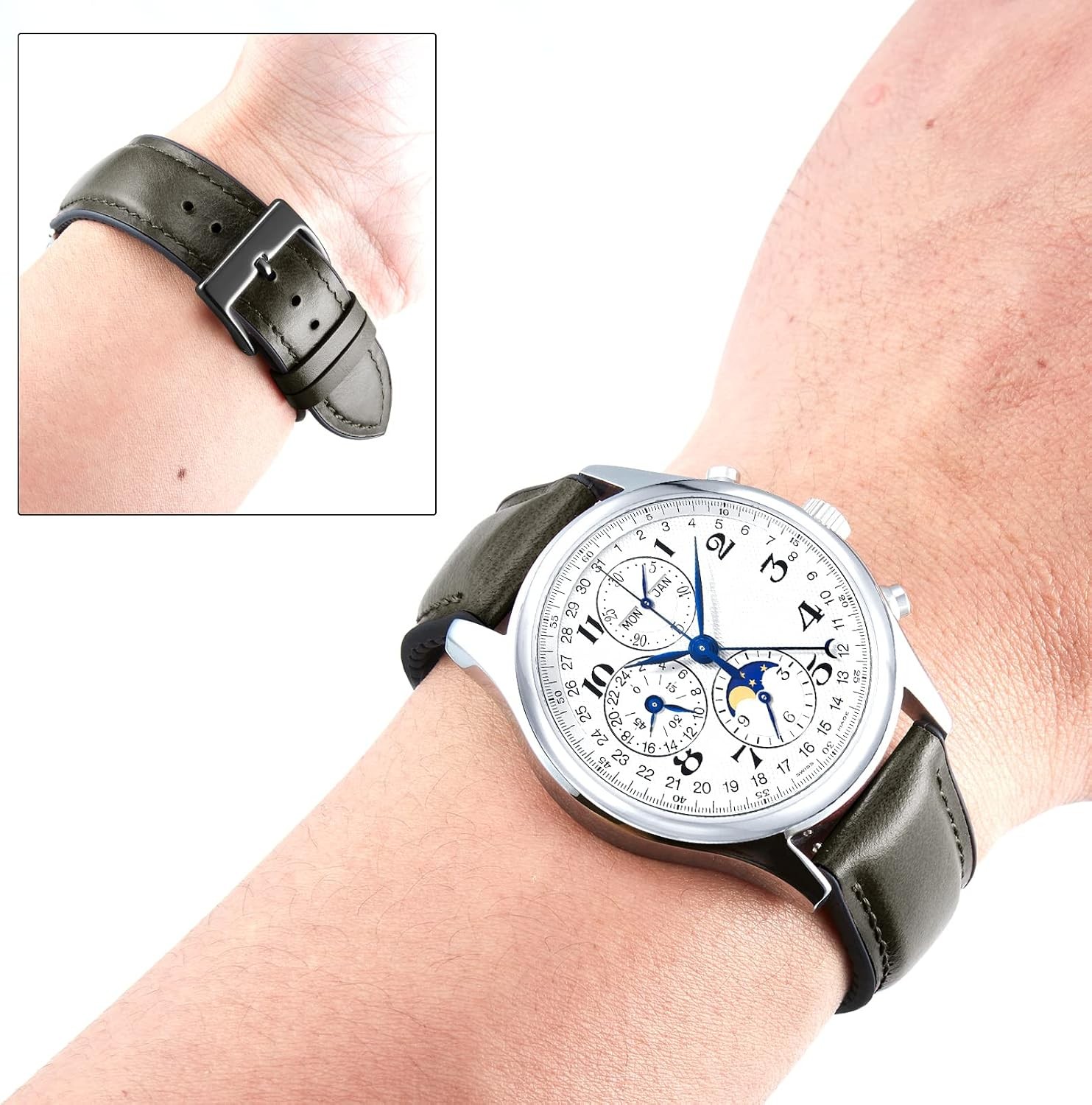 Leather Watch Band Case for Men Women 14mm 16mm 18mm 19mm 20mm 21mm 22mm