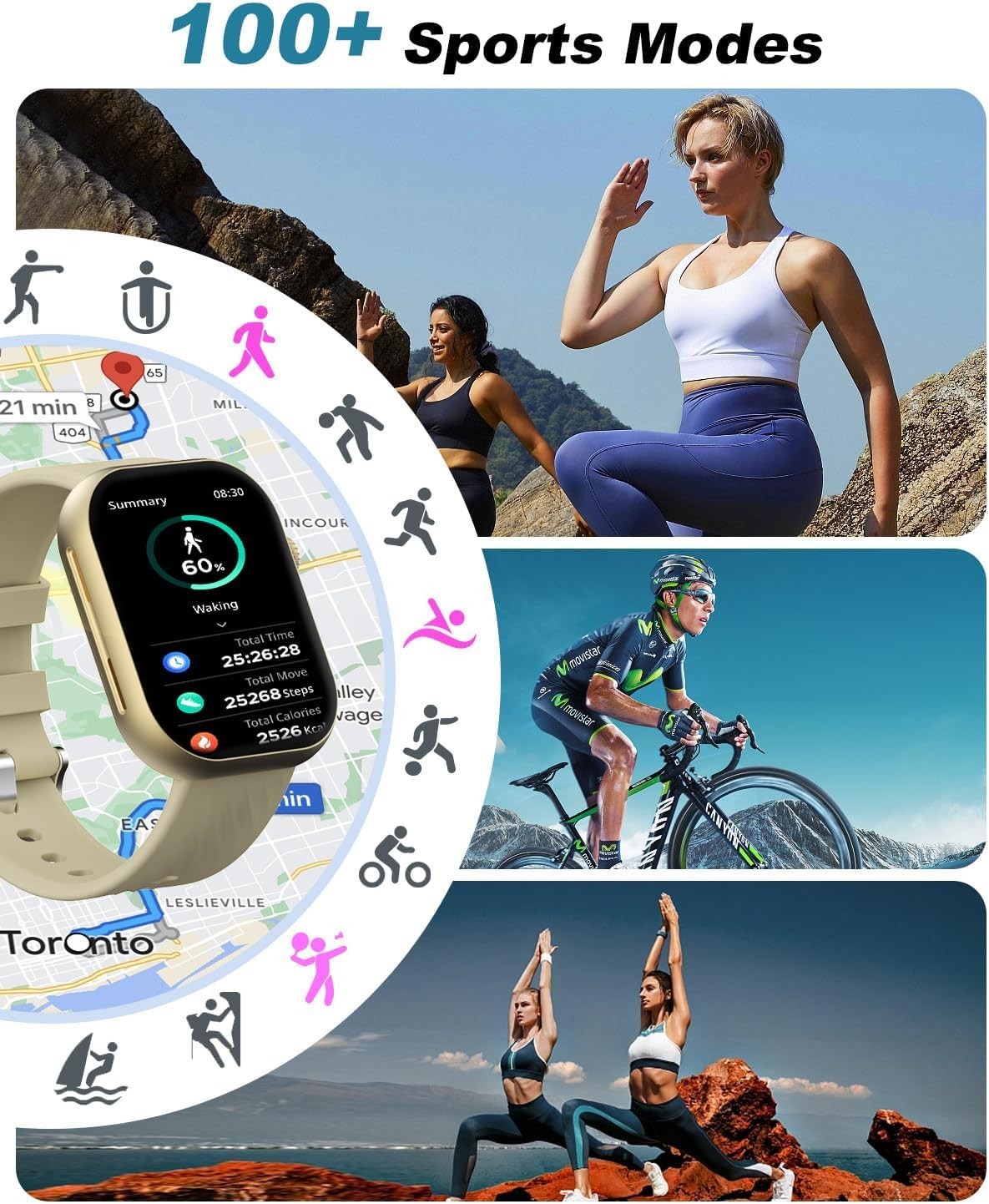 PJYUBVOR ZL80GO 2.0″ Smart Watch Call Function 100+ Sport Modes Heart Rate SpO2