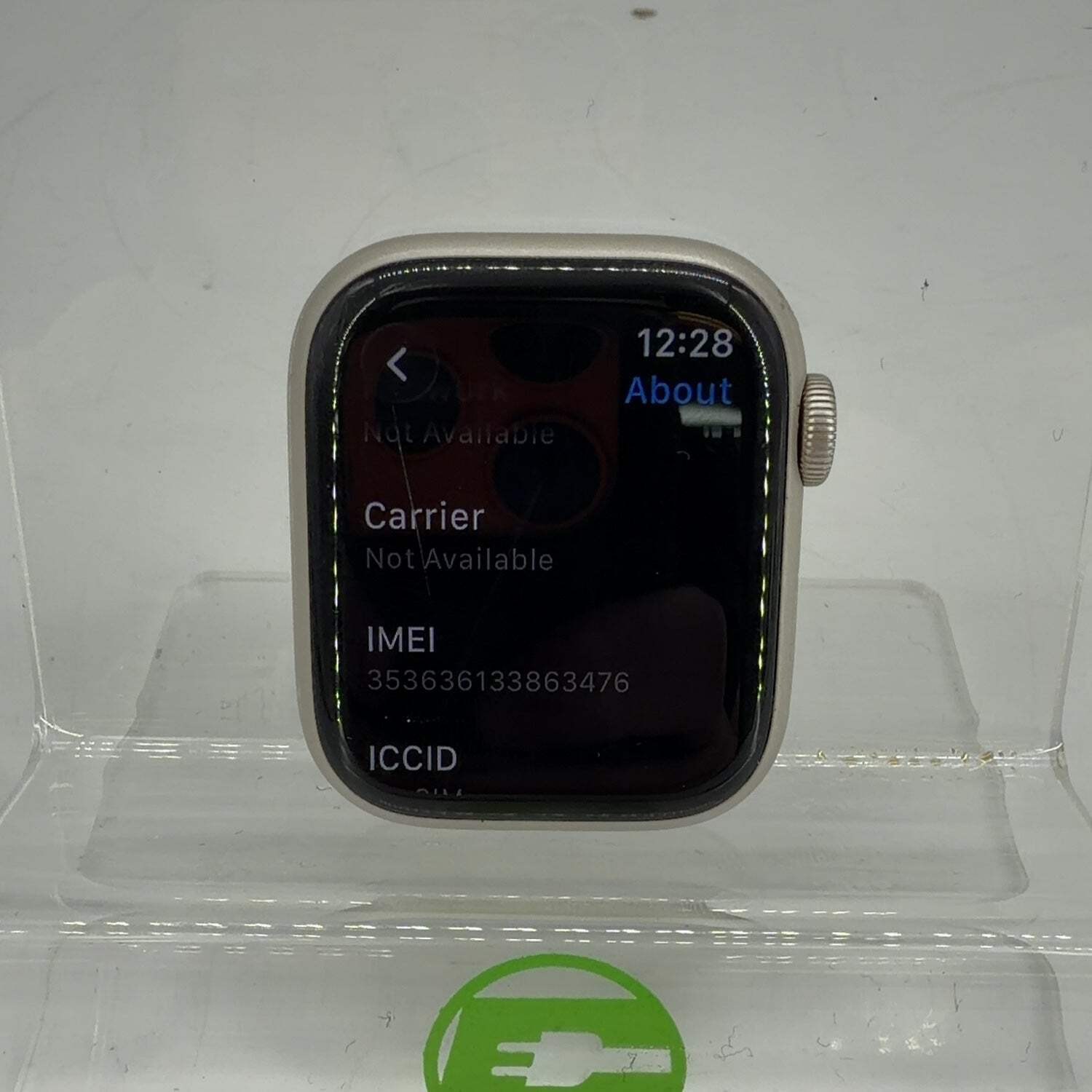 Unlocked Apple Watch Series 7 41MM Silver Aluminum A2475 Face Only