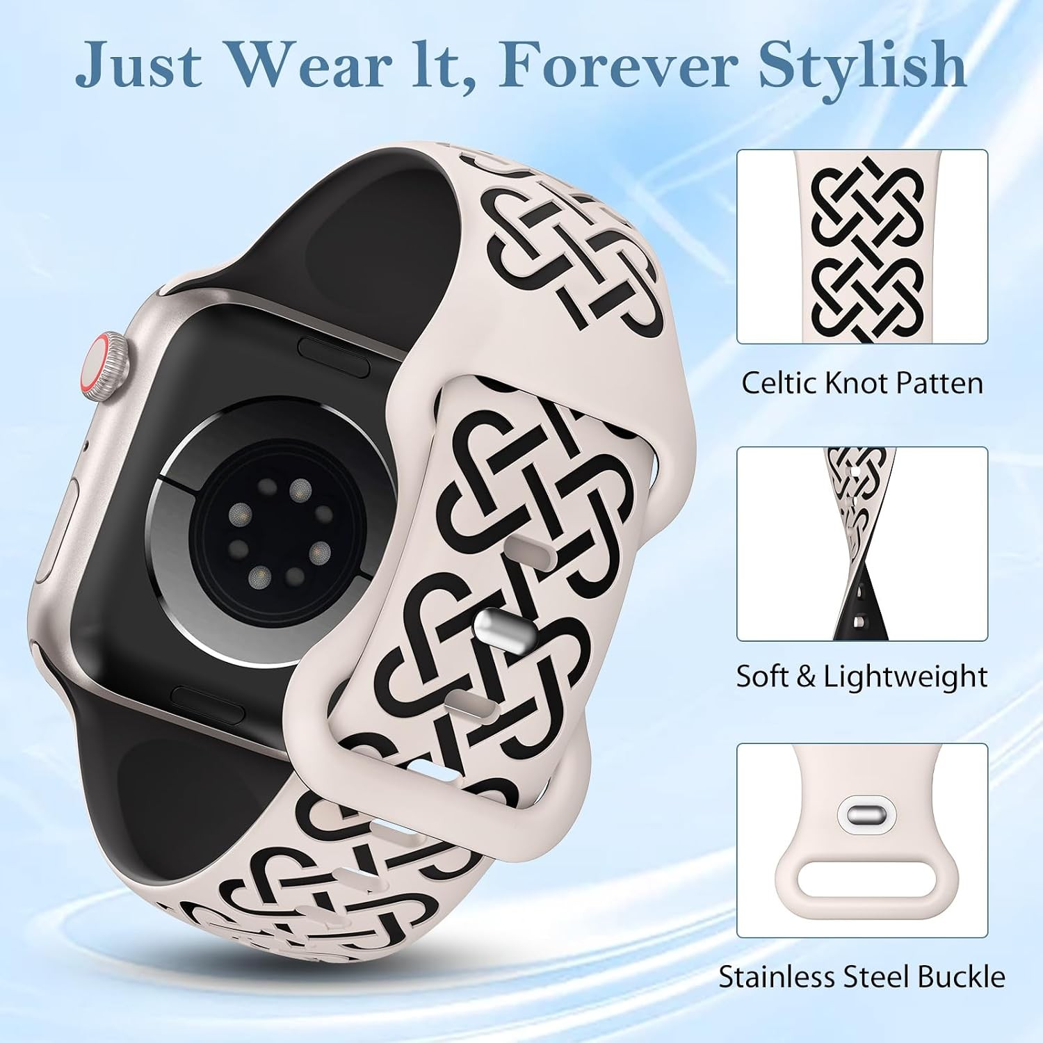2 Pack Soft Silicone Strap Compatible with Apple Watch Series 7 8 9 40mm