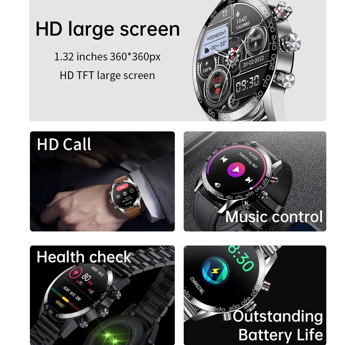 🔥Military Smart Watch for Men(Call Receive/Dial)Rugged Fitness Health Tracker