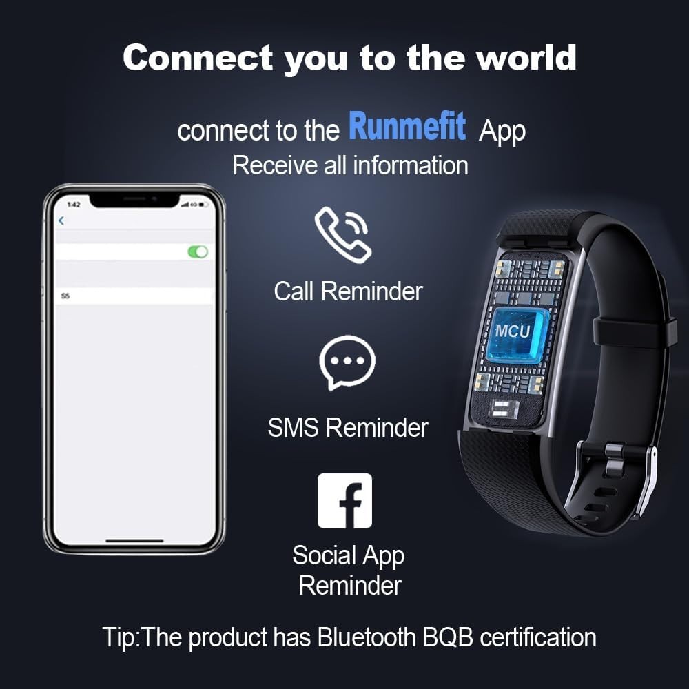 Stylish Slim Fitness Tracker with Heart Rate Monitor & Sleep Analysis – Black