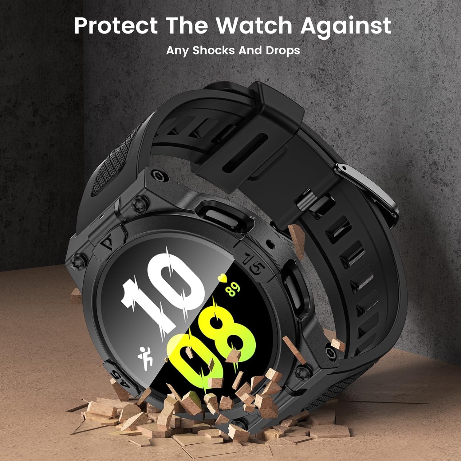 Goton 3-in-1 Waterproof Case and Band for Samsung Galaxy Watch 40mm 44mm, 360° C
