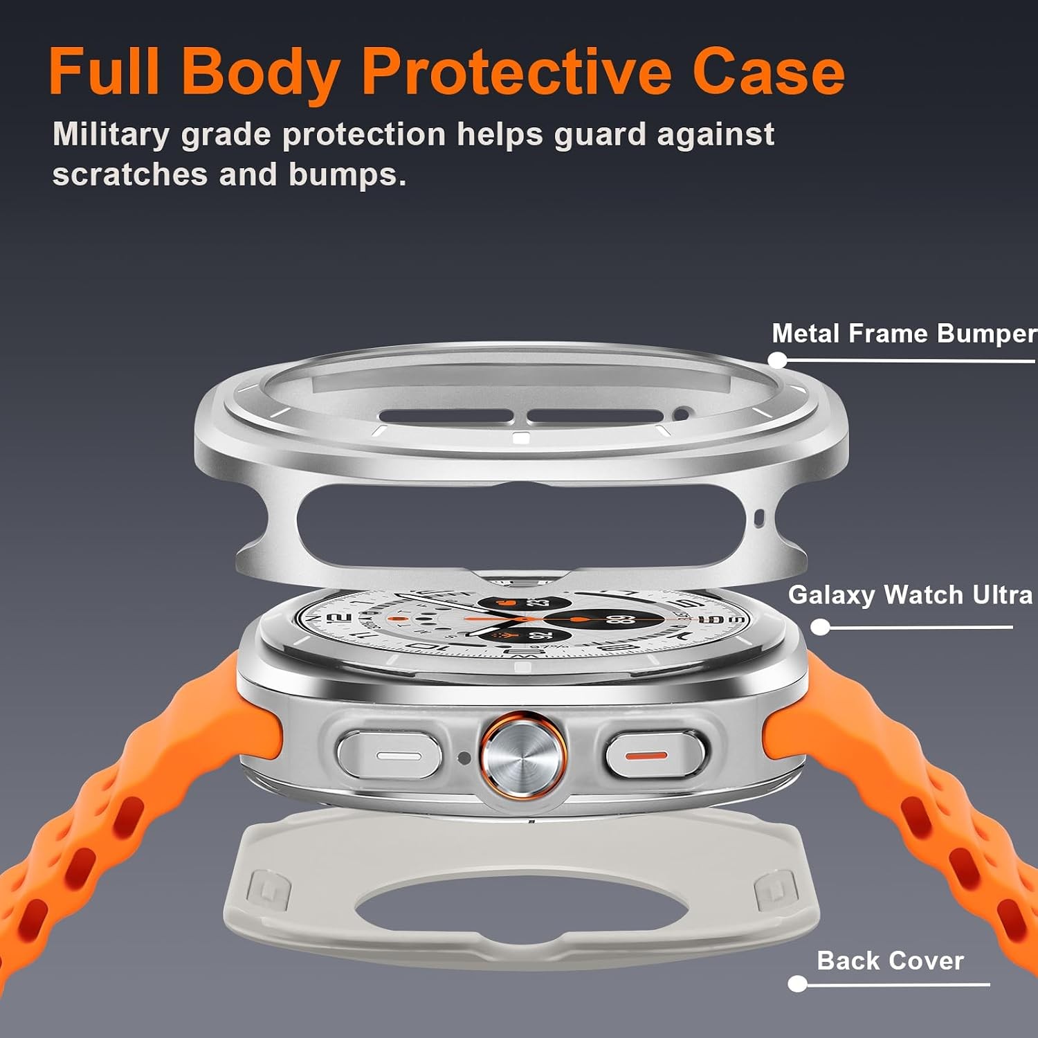 Metal Case For Samsung Galaxy Watch Ultra 47mm Rugged Thin Hard Frame Cover
