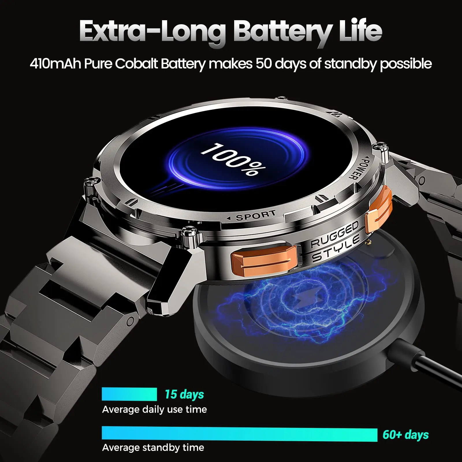 KOSPET TANK T2 Smartwatch AMOLED GPS Call 5ATM AOD Fitness Tracker
