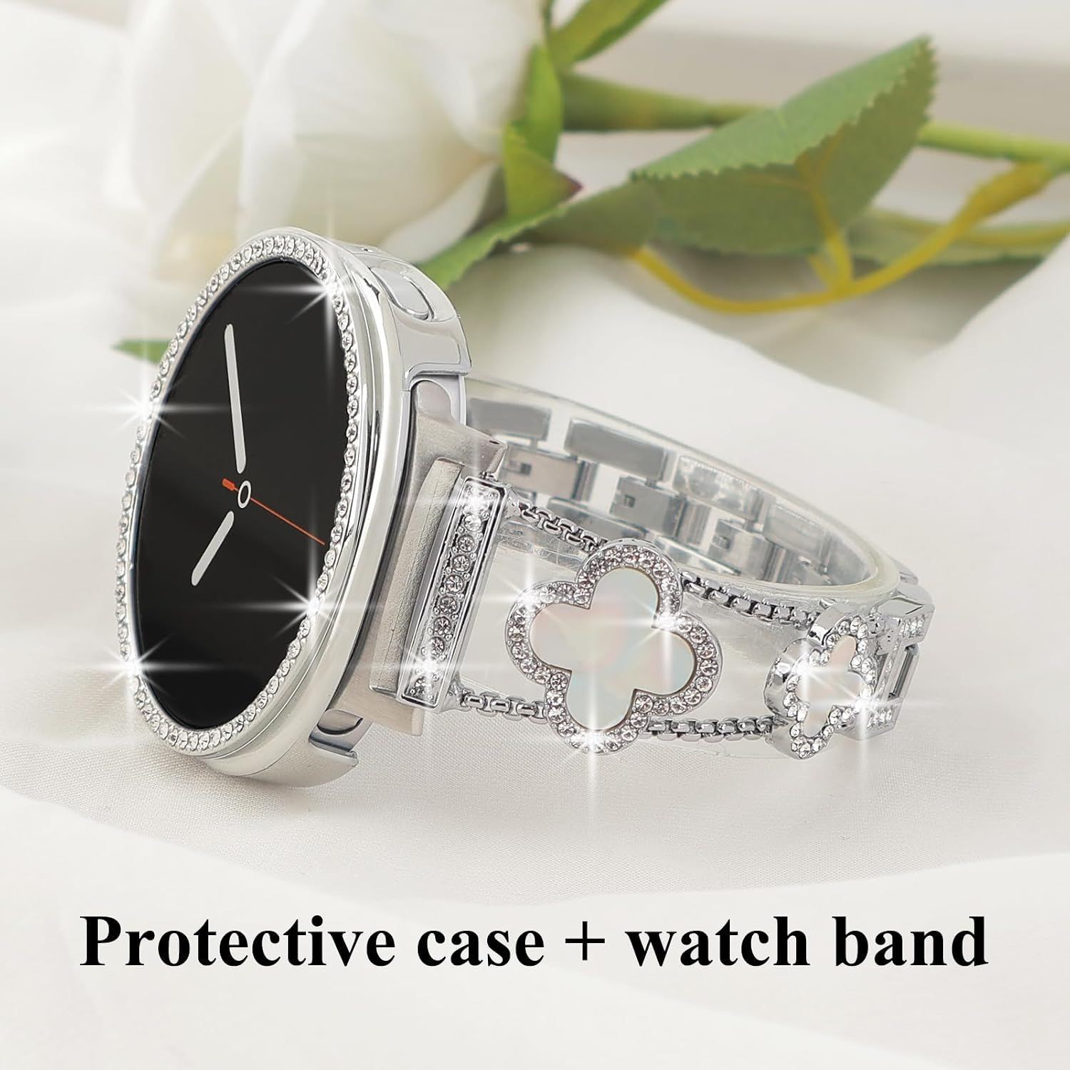 Only Case For Samsung Galaxy Watch 8 40mm 44mm Metal Rhinestone Bracelet