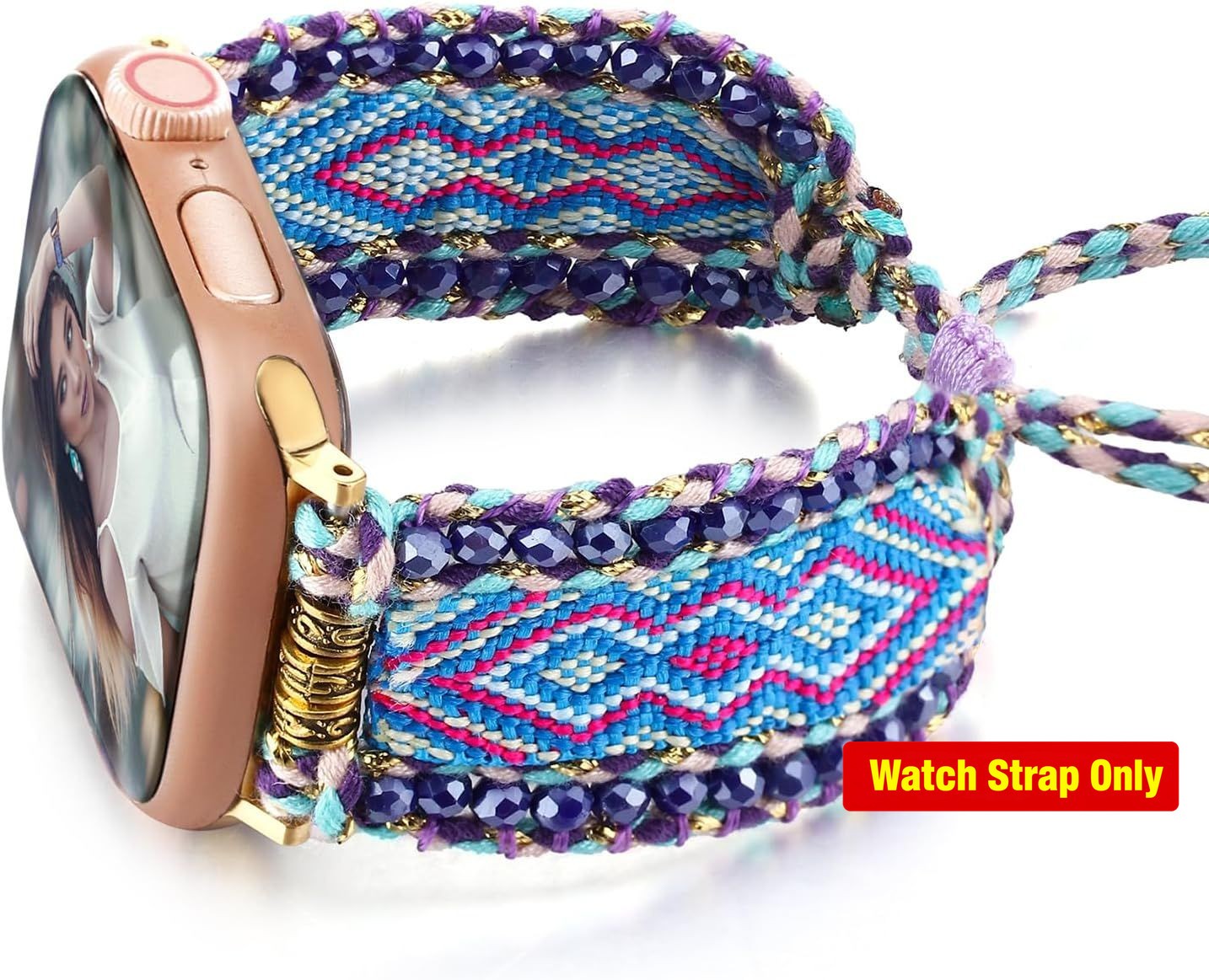 Strap For Apple Watch 49mm/45mm/44mm/42mm/41mm/40mm/38mm, Woven Adjustable