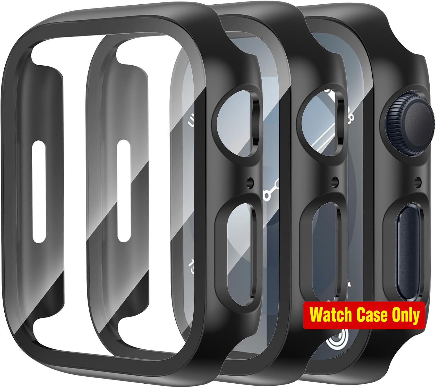 Ultra-Thin Tempered Glass Screen Protector Case 3-Pack for 46mm Apple Watch