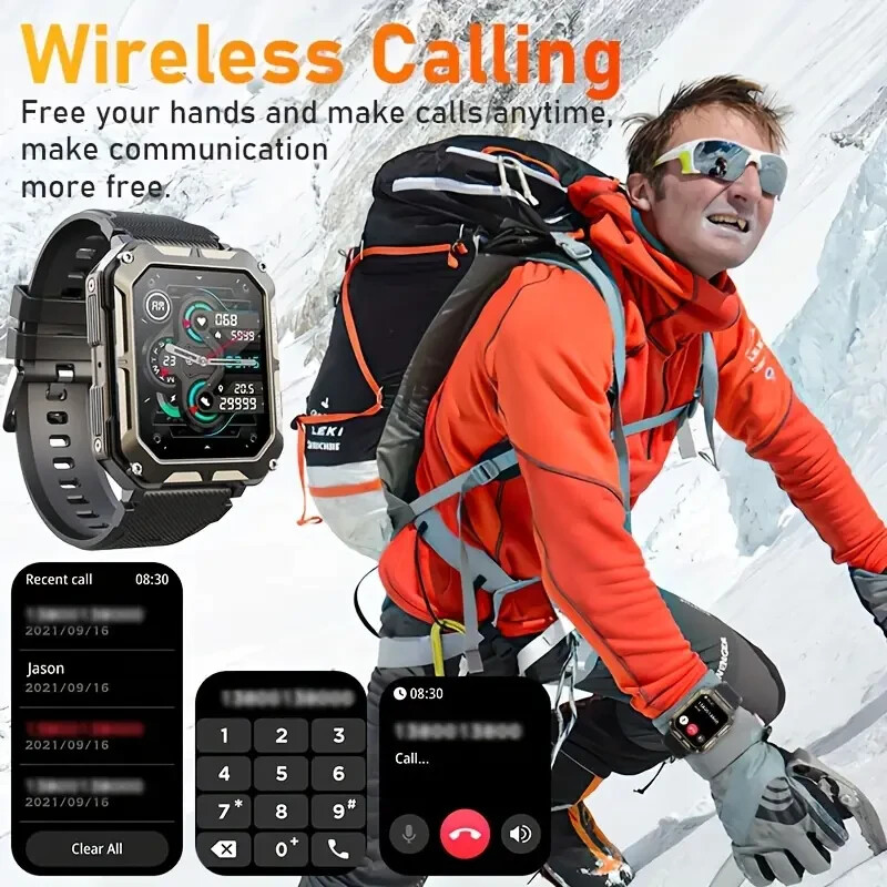 Military Smart Watch for Men(Answer/Make Calls) Rugged Tactical Fitness Tracker.
