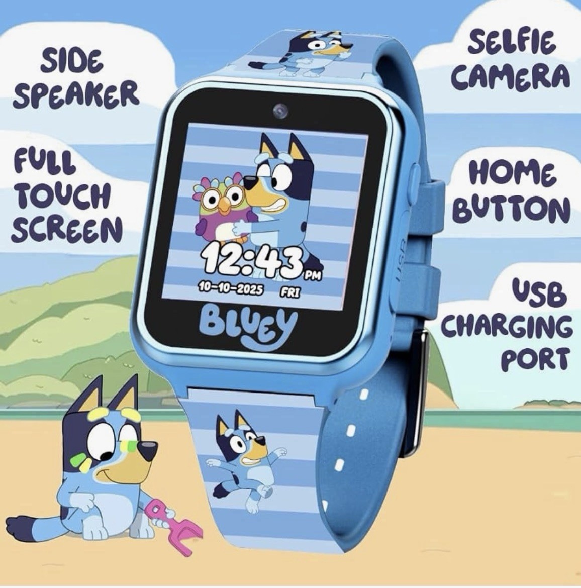 Bluey Touchscreen Kids’ Smart Watch w/ Silicone Strap Multifunction & 6 Games