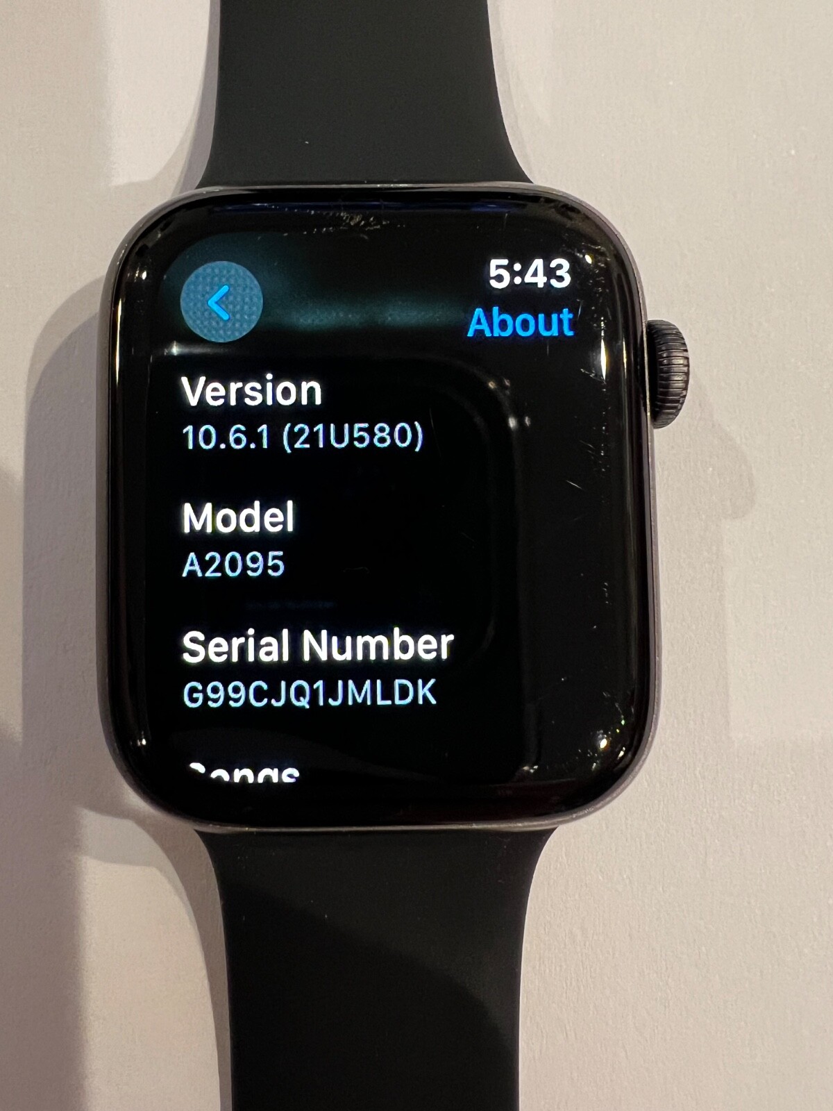 Apple Watch Series 5 44mm Space Gray Aluminum Case with Black Sport Band