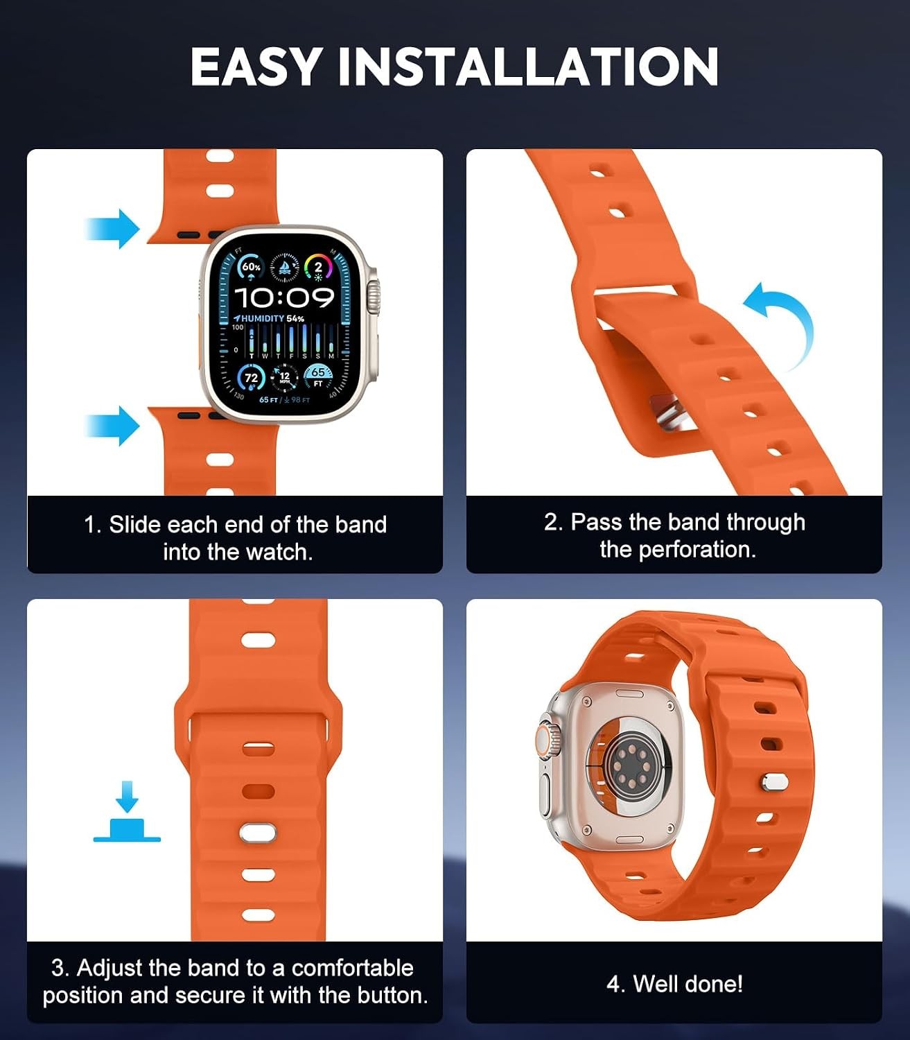 Sport Wrist Band Silicone Strap for Apple Watch Ultra 49mm, Compatible with iWat