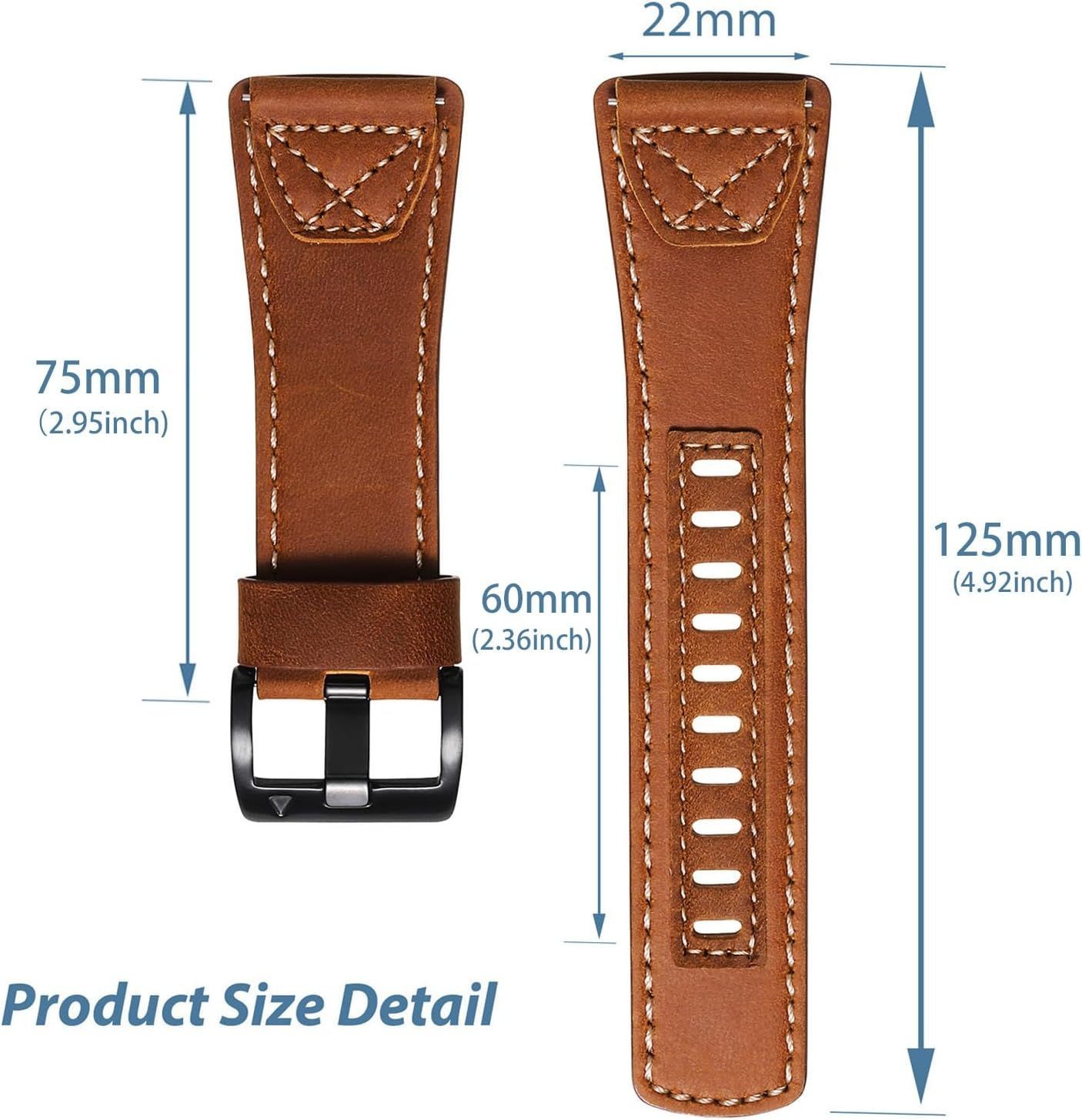 Genuine Leather Strap Compatible with Garmin Venu 2 45mm, Vivoactive 4