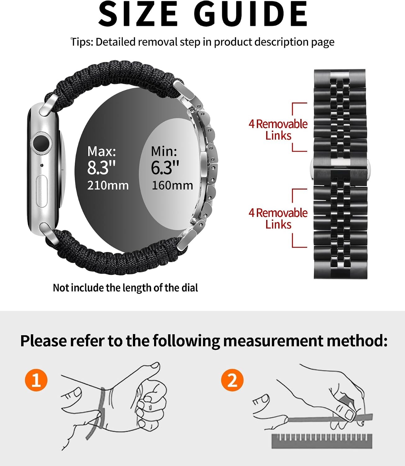 Gray-Black Braided Paracord Strap for Apple Watch Ultra 49mm 46mm 45mm 44mm 42mm