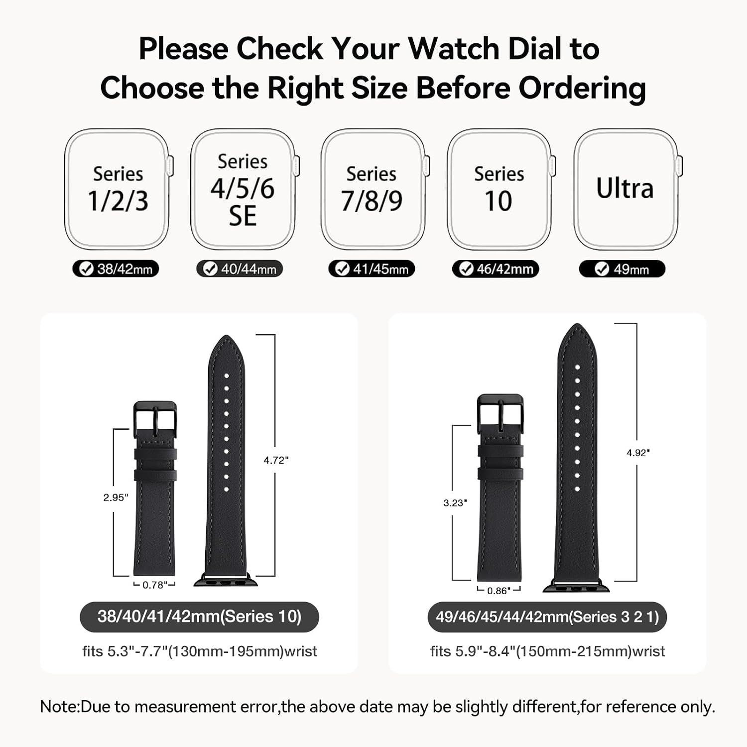 Genuine Leather Band for Apple Watch 40mm 41mm Series 10 11, Women’s Strap