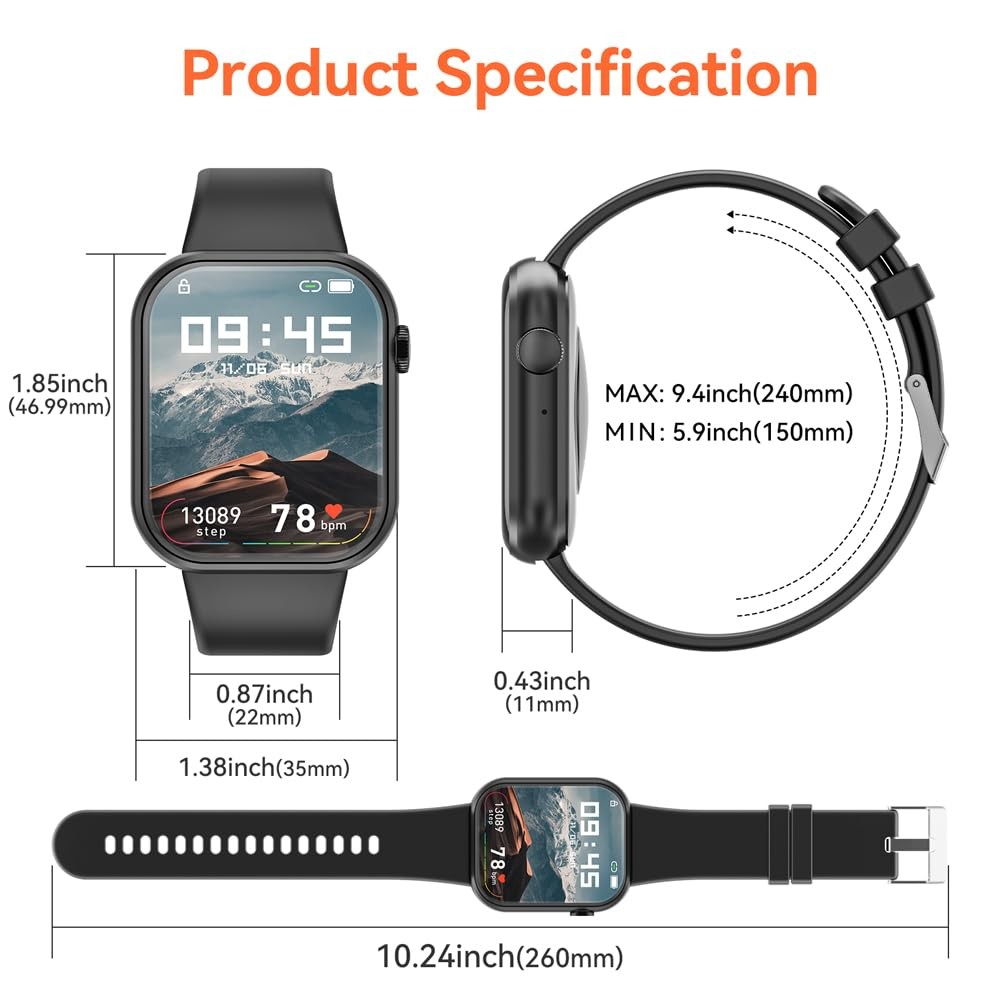 (Answer/Make ) 1.85inch Fitness Tracker, DIY Dials/Pedometer/Calories/Multipl…