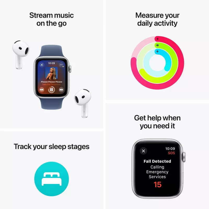 Apple Watch SE (2nd Gen) GPS + Cellular (2024) 44mm Midnight Sport Band – M/L